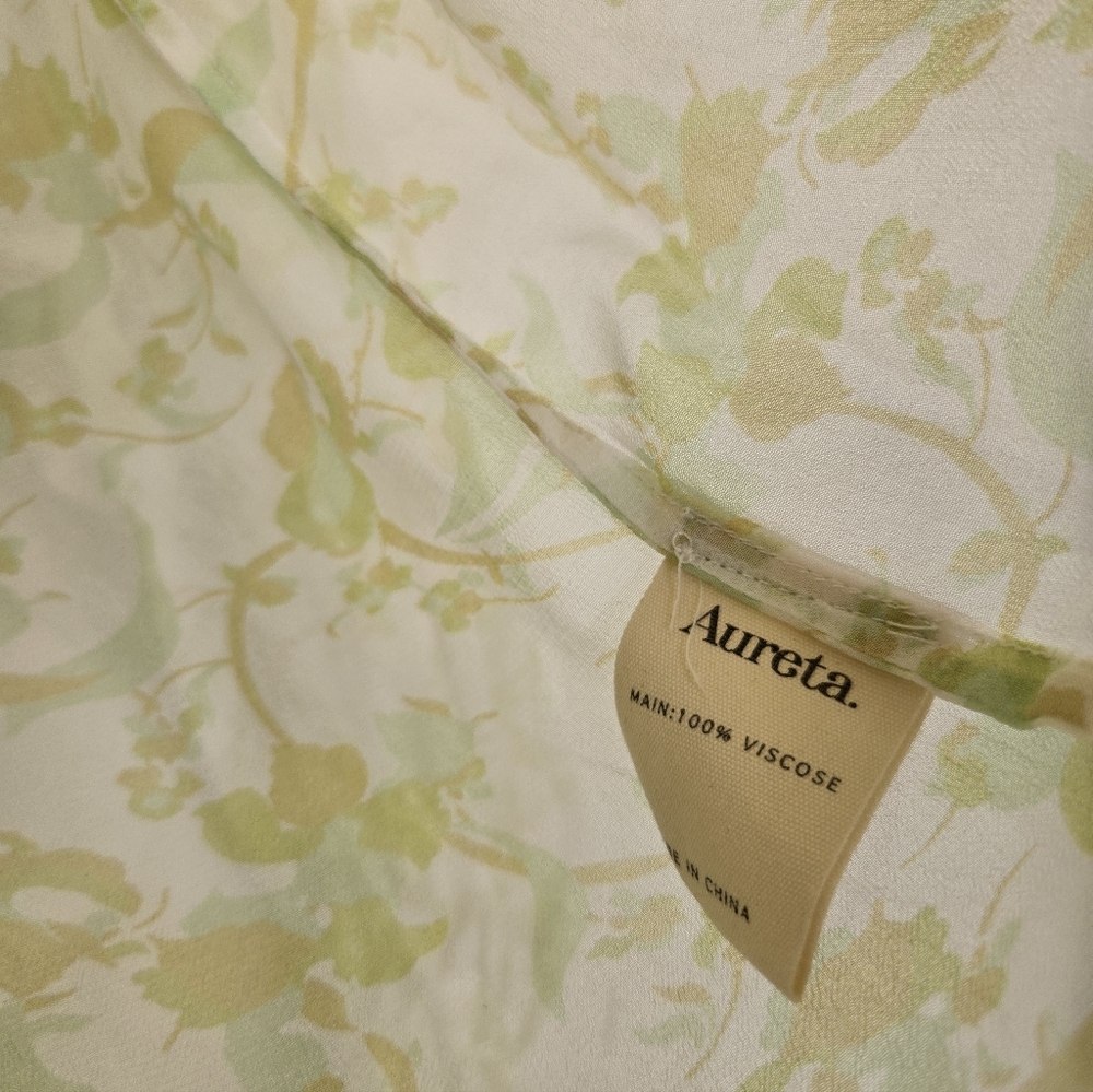 Anthro Aureta Floral Green Yellow White Flowy Top, L - Picture 11 of 12